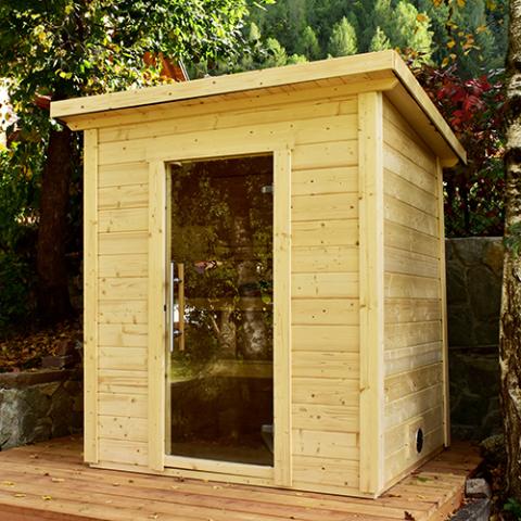 SaunaLife Model G2 Garden-Series Outdoor Home Sauna Kit with LED Light System