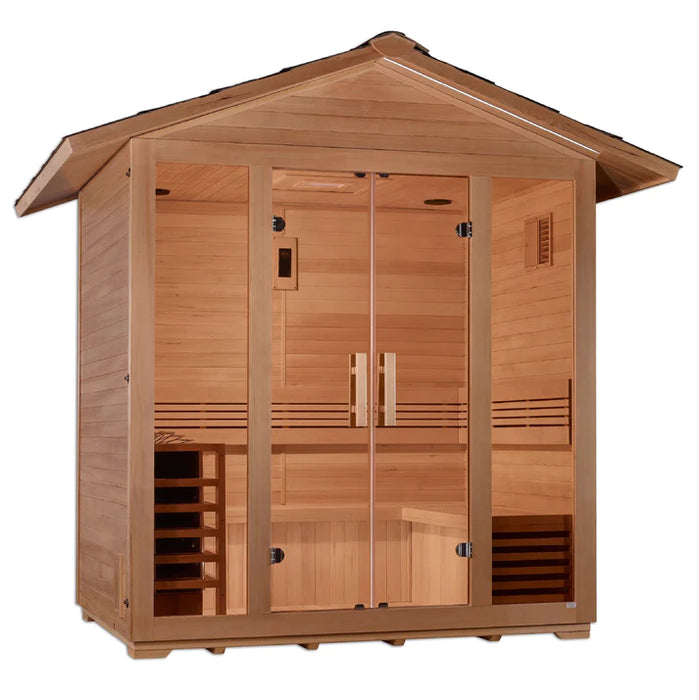 Golden Designs "Vorarlberg" 5 Person Traditional Outdoor Steam Sauna -  Canadian Hemlock