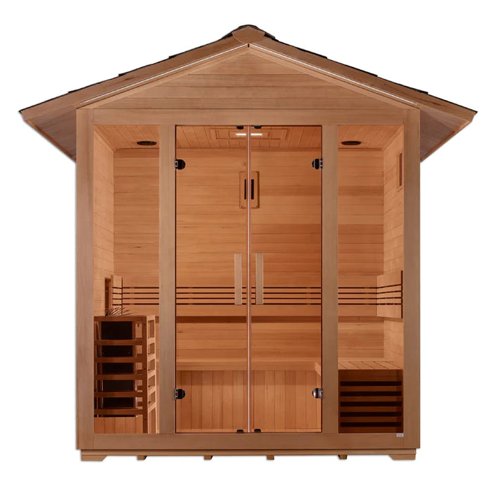 Golden Designs "Vorarlberg" 5 Person Traditional Outdoor Steam Sauna -  Canadian Hemlock