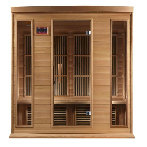 Maxxus 4-Person Corner Near Zero EMF FAR Infrared Sauna Canadian Red Cedar