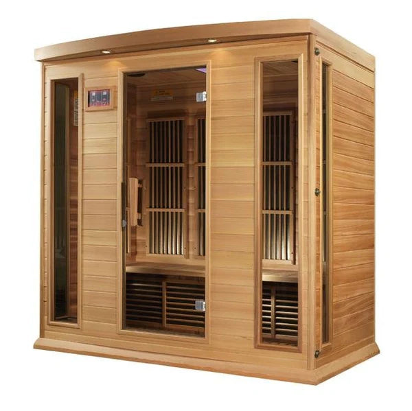 Maxxus 4-Person Corner Near Zero EMF FAR Infrared Sauna Canadian Red Cedar