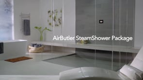 AirButler Max Linear Steam Shower Control Package with AirTempo Control and Linear SteamHead in White Polished Brass