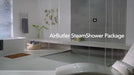 AirButler Max Steam Shower Control Package with AirTempo Control and Aroma Glass SteamHead in White Matte Black