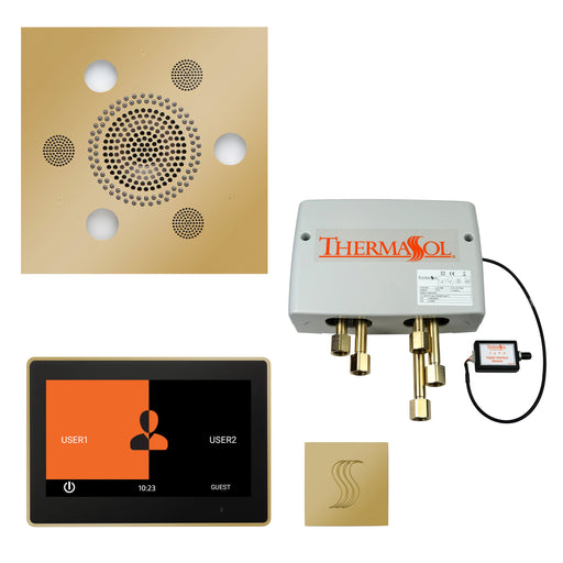 The Total Wellness Package with 10" ThermaTouch Trim Upgraded Square Polished Brass