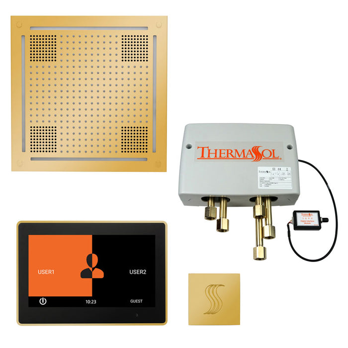 The Total Wellness Hydrovive Package with 10" ThermaTouch  Square Polished Gold