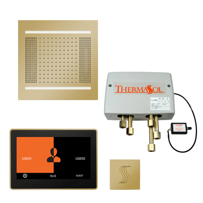 The Total Wellness Hydrovive14 Package with 10" ThermaTouch  Square Polished Brass