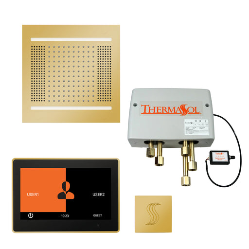 The Total Wellness Hydrovive14 Package with 10" ThermaTouch  Square Polished Gold