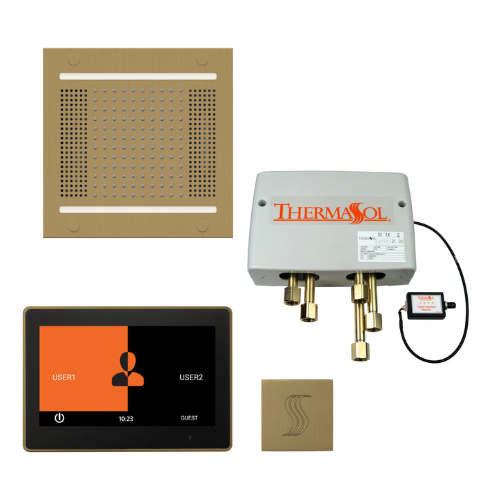 The Total Wellness Hydrovive14 Package with 10" ThermaTouch  Square Satin Brass