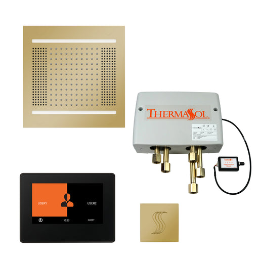 The Total Wellness Hydrovive14 Package with 7" ThermaTouch and Square Polished Brass