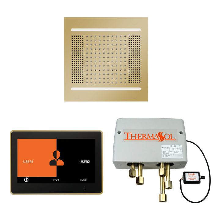 The Wellness Hydrovive14 Shower Package with 10" ThermaTouch Square Polished Brass