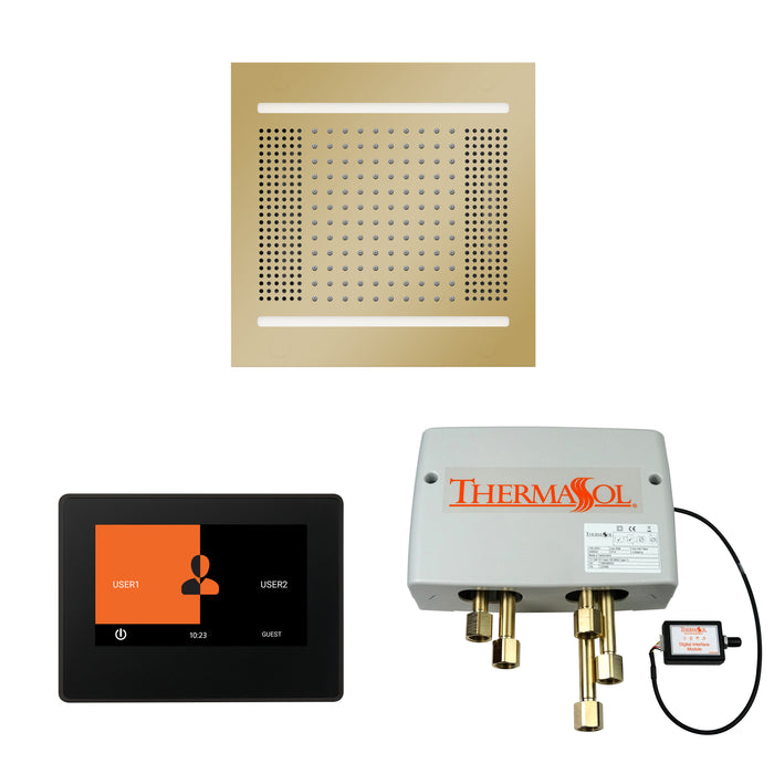 The Wellness Hydrovive14 Shower Package with 7" ThermaTouch Square Polished Brass