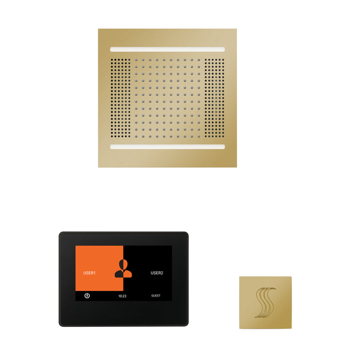 The wellness Hydrovive14 Steam Package with 7" ThermaTouch Square Polished Brass