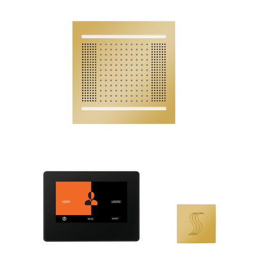 The wellness Hydrovive14 Steam Package with 7" ThermaTouch Square Polished Gold