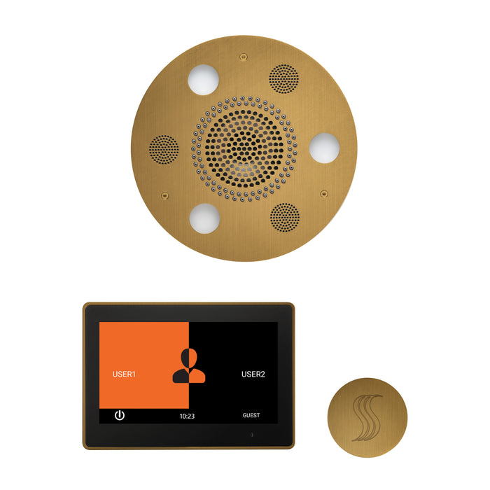 The Wellness Steam Package with 10" ThermaTouch Round Antique Brass