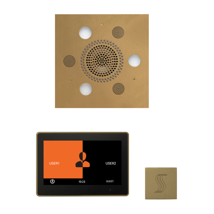 The Wellness Steam Package with 10" ThermaTouch Square Satin Brass