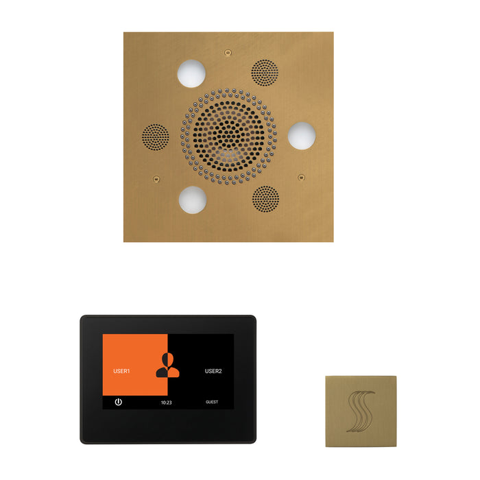 The Wellness Steam Package with 7" ThermaTouch Square Satin Brass