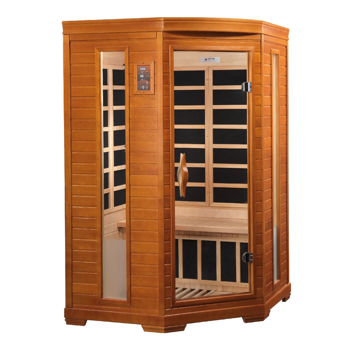 Golden Designs Dynamic Heming 2-person Corner Low EMF FAR Infrared Sauna Canadian Hemlock