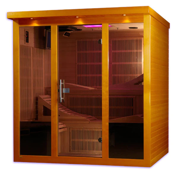 Golden Designs Dynamic Monaco 6-person Ultra Low EMF FAR Infrared Sauna Canadian Hemlock