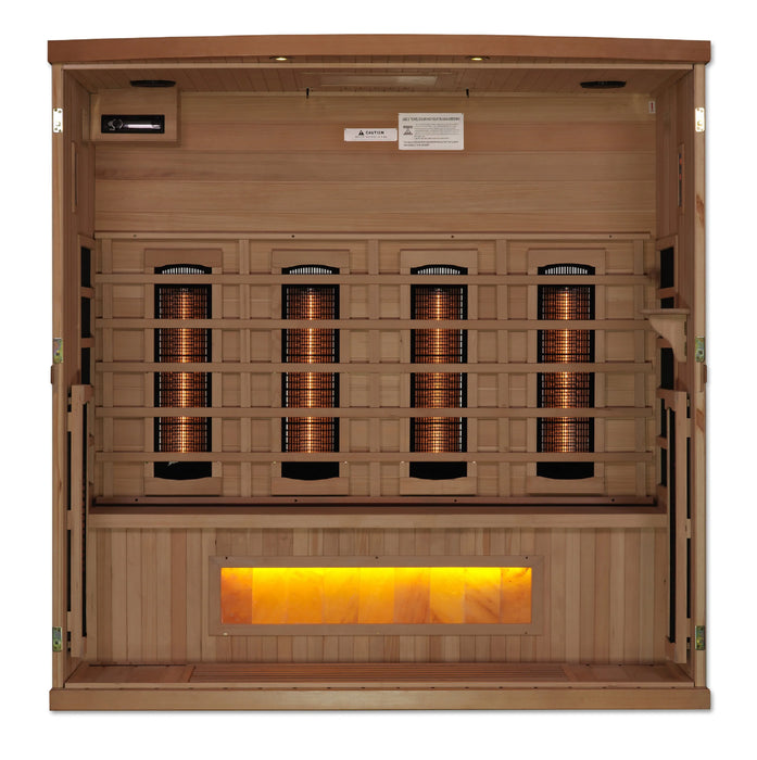 Golden Designs 4-Person Full Spectrum PureTech Near Zero EMF FAR Infrared Sauna with Himalayan Salt Bar Canadian Hemlock