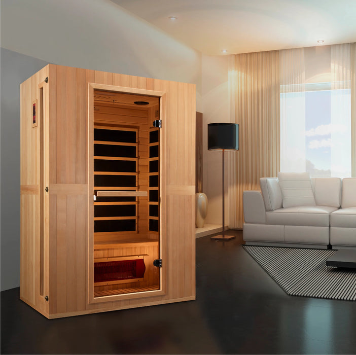 Golden Designs Maxxus "Serenity" Dual Tech 2 person Low EMF FAR Infrared Sauna Canadian Hemlock