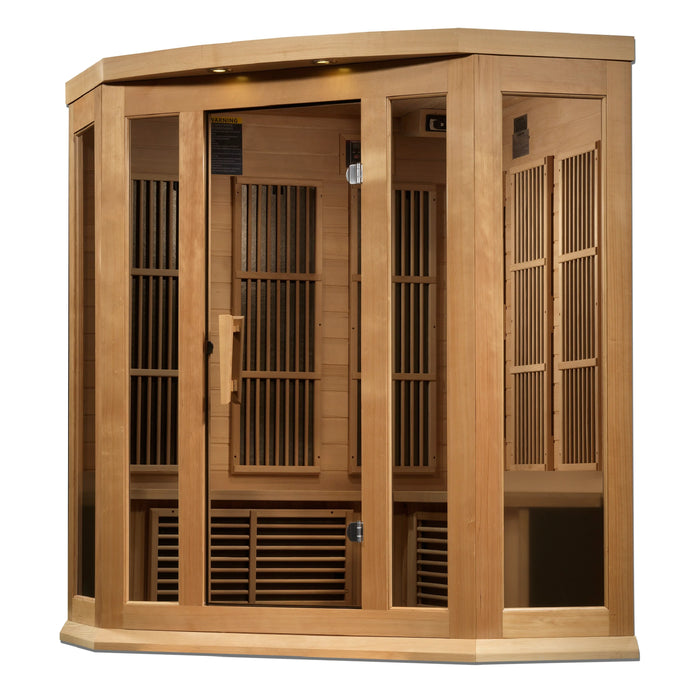 Maxxus 3-Person Corner Near Zero EMF FAR Infrared Sauna Canadian Hemlock