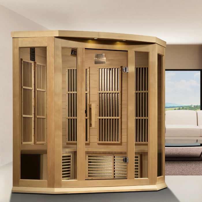 Maxxus 3-Person Corner Near Zero EMF FAR Infrared Sauna Canadian Hemlock