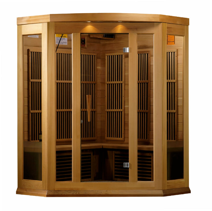 Maxxus 3-Person Corner Low EMF FAR Infrared Sauna Canadian Red Cedar