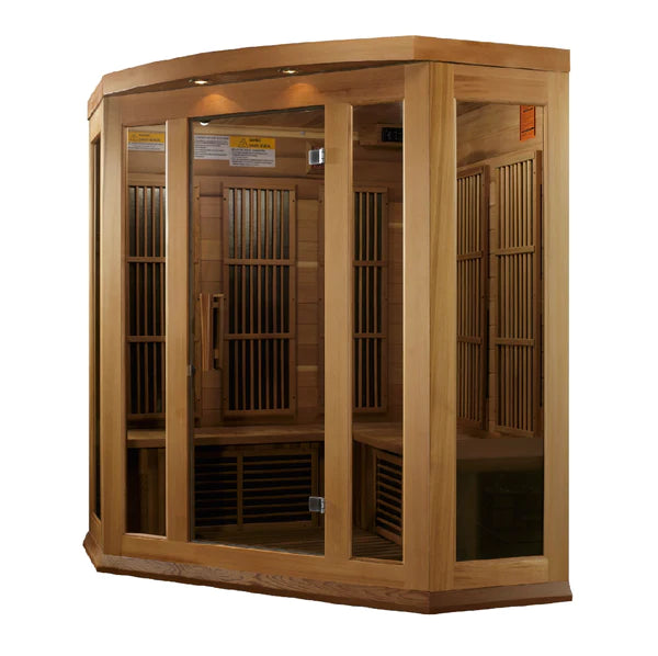 Maxxus 3-Person Corner Low EMF FAR Infrared Sauna Canadian Red Cedar