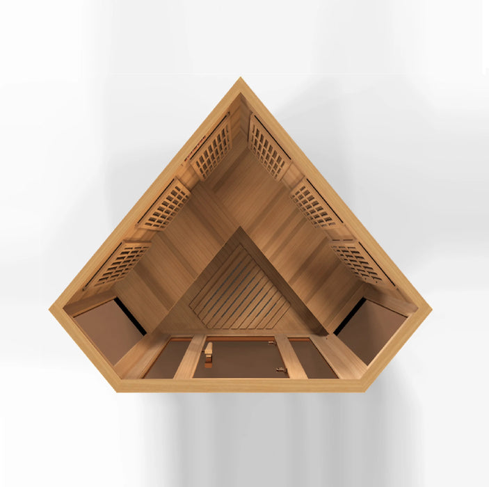 Golden Designs Maxxus 3-Person Corner Low EMF FAR Infrared Sauna Canadian Red Cedar